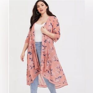 Torrid Peach Floral Kimono